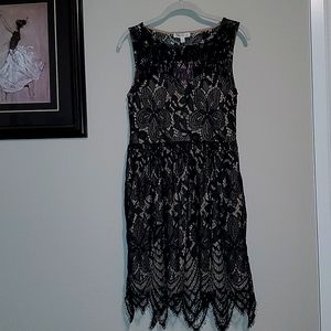 Love, Fire Lace Black Large Dress with cream sweetheart shell